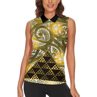 Matariki New Zealand Women Sleeveless Polo Shirt NZ Niho Taniwha Maori New Year Yellow Galaxy