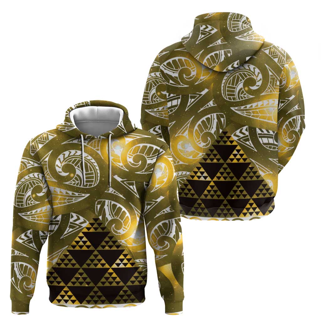 Matariki New Zealand Zip Hoodie NZ Niho Taniwha Maori New Year Yellow Galaxy LT14 - Polynesian Pride