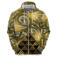 Matariki New Zealand Zip Hoodie NZ Niho Taniwha Maori New Year Yellow Galaxy LT14 - Polynesian Pride
