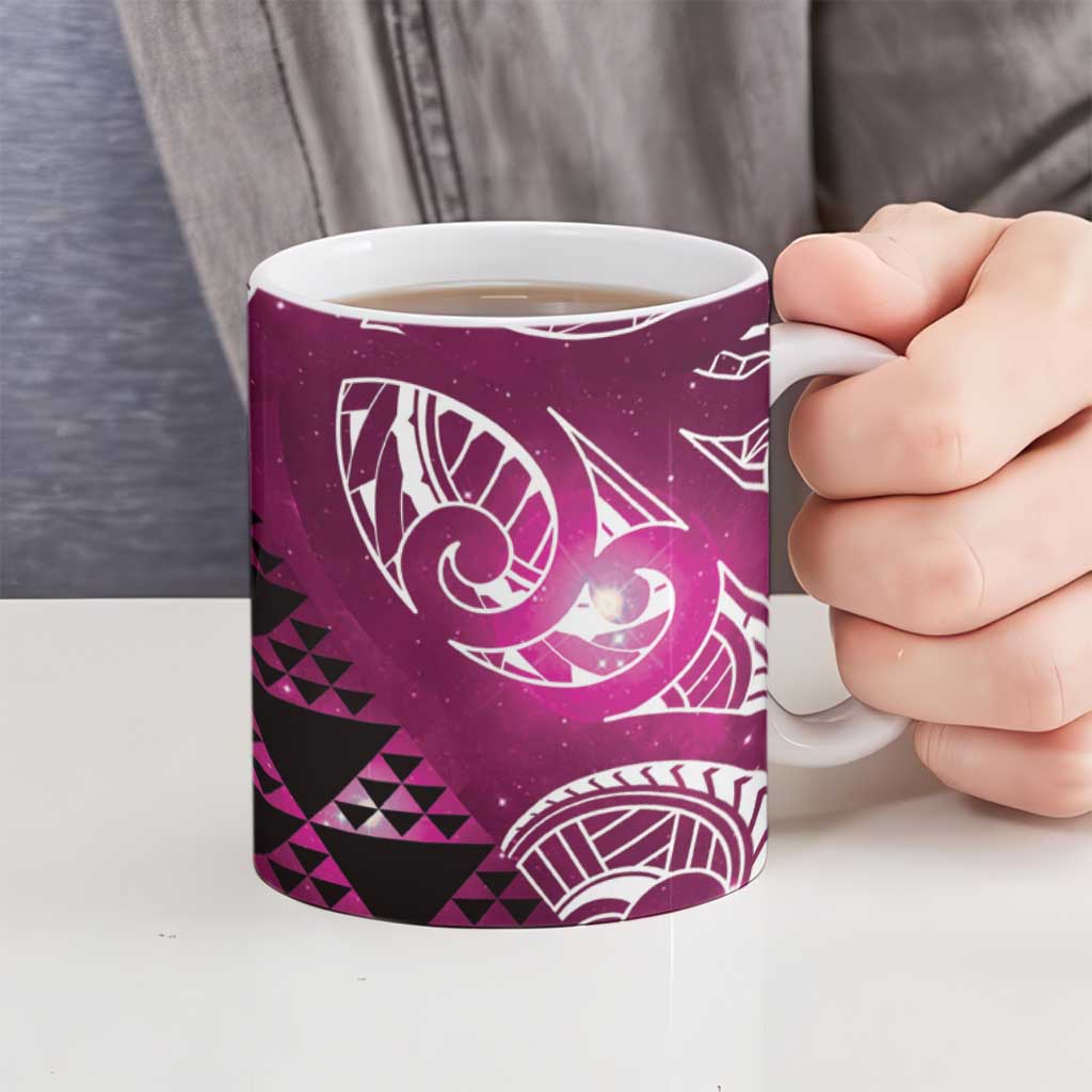 Matariki New Zealand Ceramic Mug NZ Niho Taniwha Maori New Year Pink Galaxy LT14 - Polynesian Pride