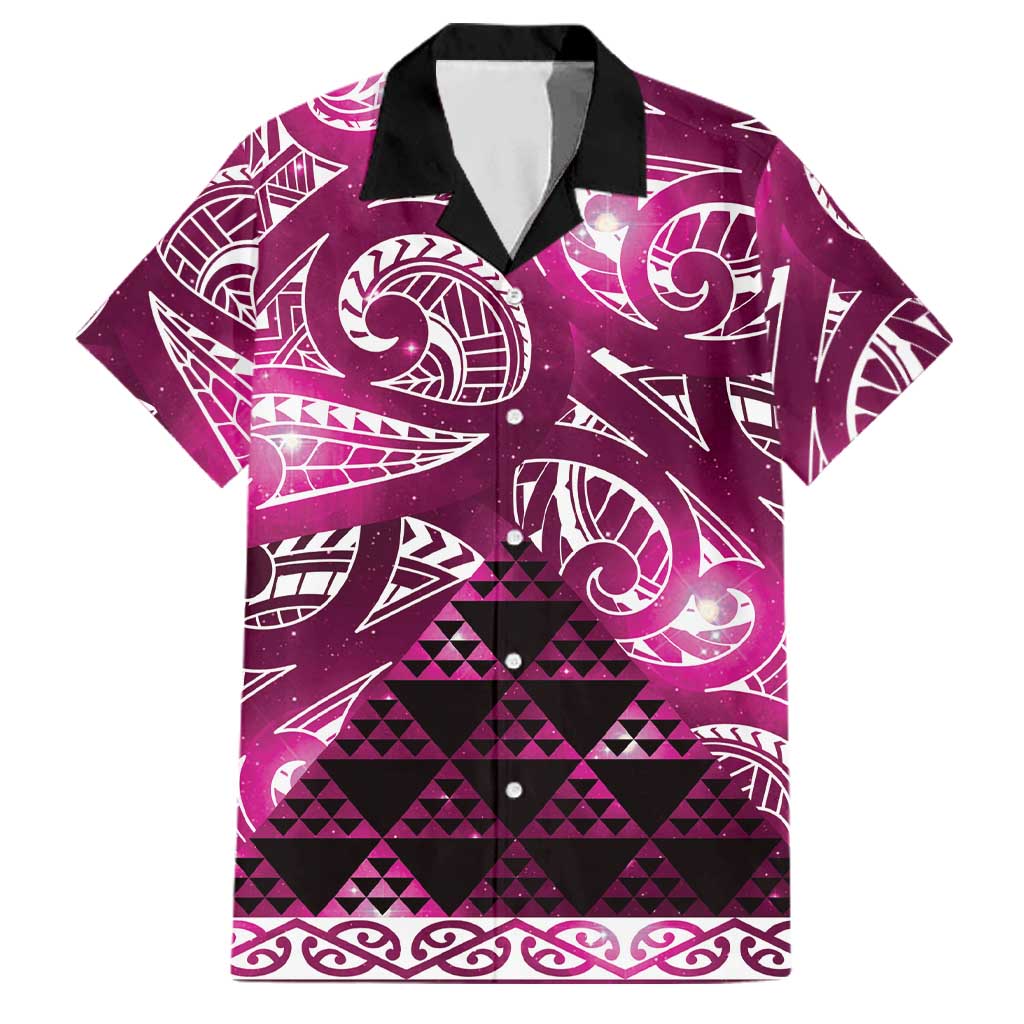 Matariki New Zealand Family Matching Mermaid Dress and Hawaiian Shirt NZ Niho Taniwha Maori New Year Pink Galaxy LT14 Dad's Shirt - Short Sleeve Pink - Polynesian Pride