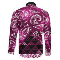 Matariki New Zealand Family Matching Off Shoulder Maxi Dress and Hawaiian Shirt NZ Niho Taniwha Maori New Year Pink Galaxy LT14 - Polynesian Pride