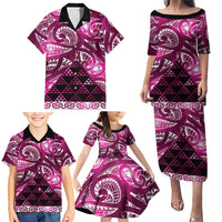 Matariki New Zealand Family Matching Puletasi and Hawaiian Shirt NZ Niho Taniwha Maori New Year Pink Galaxy LT14 - Polynesian Pride