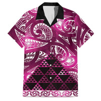 Matariki New Zealand Family Matching Puletasi and Hawaiian Shirt NZ Niho Taniwha Maori New Year Pink Galaxy LT14 Dad's Shirt - Short Sleeve Pink - Polynesian Pride