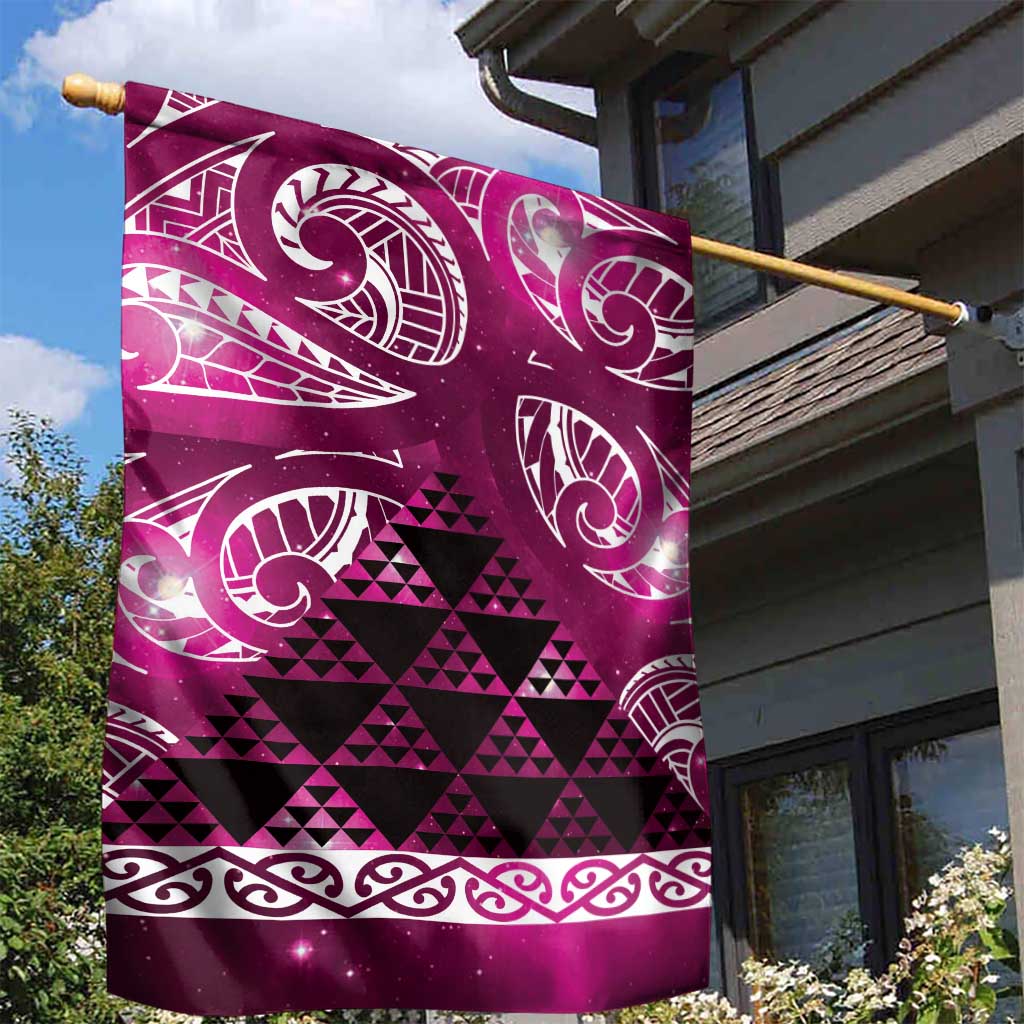 Matariki New Zealand Garden Flag NZ Niho Taniwha Maori New Year Pink Galaxy LT14 - Polynesian Pride