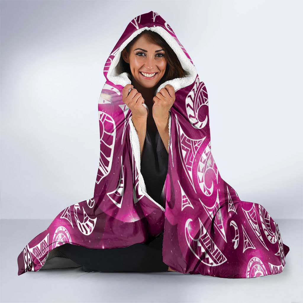 Matariki New Zealand Hooded Blanket NZ Niho Taniwha Maori New Year Pink Galaxy LT14 - Polynesian Pride
