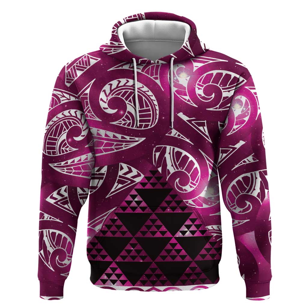 Matariki New Zealand Hoodie NZ Niho Taniwha Maori New Year Pink Galaxy LT14 Pullover Hoodie Pink - Polynesian Pride