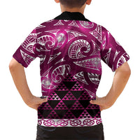 Matariki New Zealand Kid Hawaiian Shirt NZ Niho Taniwha Maori New Year Pink Galaxy LT14 - Polynesian Pride