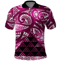 Matariki New Zealand Polo Shirt NZ Niho Taniwha Maori New Year Pink Galaxy LT14 Pink - Polynesian Pride