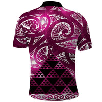 Matariki New Zealand Polo Shirt NZ Niho Taniwha Maori New Year Pink Galaxy LT14 - Polynesian Pride