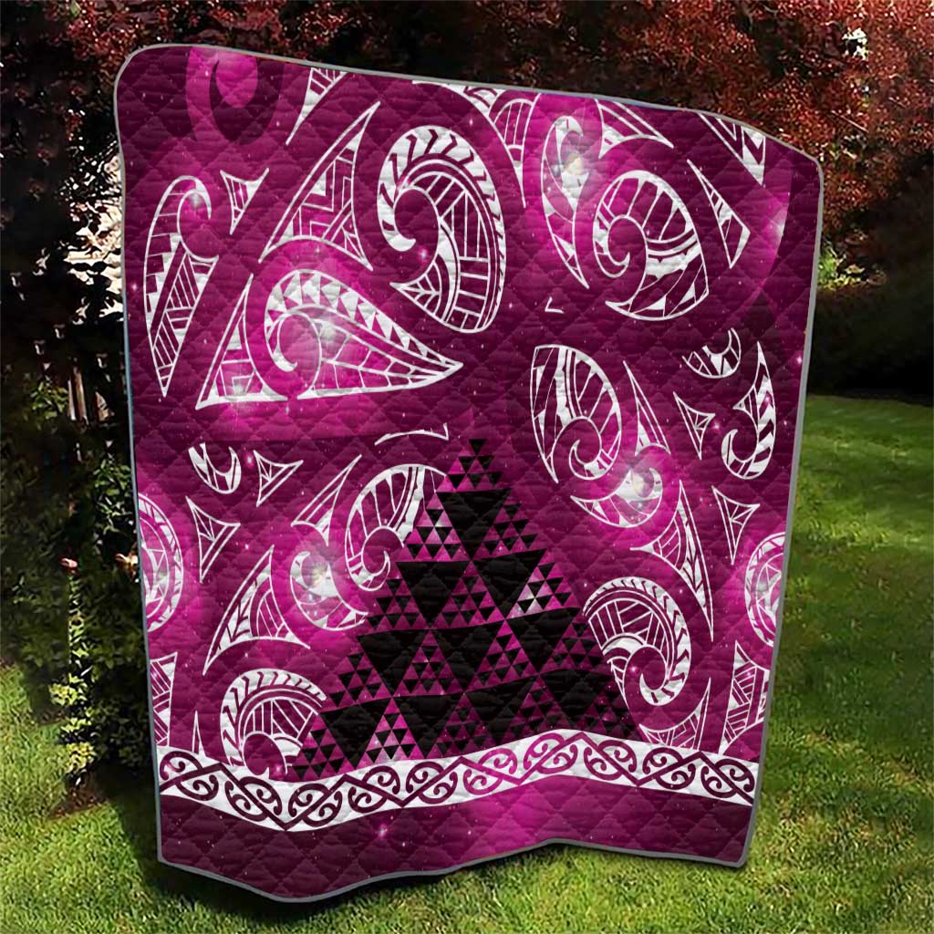 Matariki New Zealand Quilt NZ Niho Taniwha Maori New Year Pink Galaxy