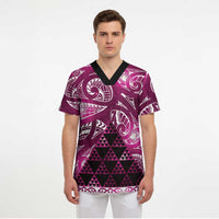 Matariki New Zealand Scrub Top NZ Niho Taniwha Maori New Year Pink Galaxy