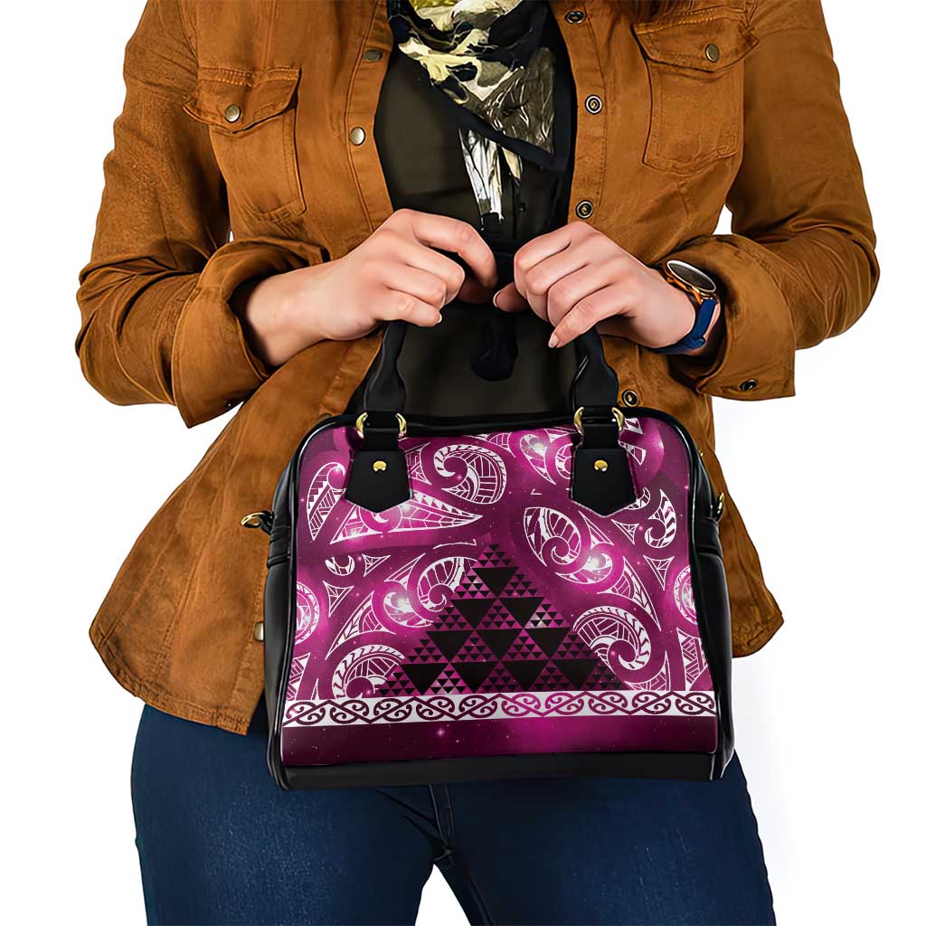 Matariki New Zealand Shoulder Handbag NZ Niho Taniwha Maori New Year Pink Galaxy