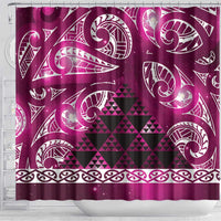 Matariki New Zealand Shower Curtain NZ Niho Taniwha Maori New Year Pink Galaxy LT14 - Polynesian Pride