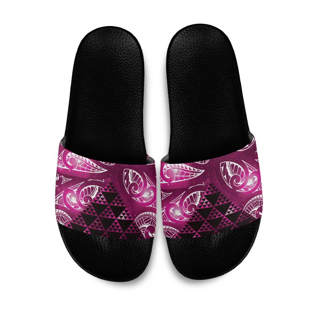 Matariki New Zealand Slide Sandals NZ Niho Taniwha Maori New Year Pink Galaxy