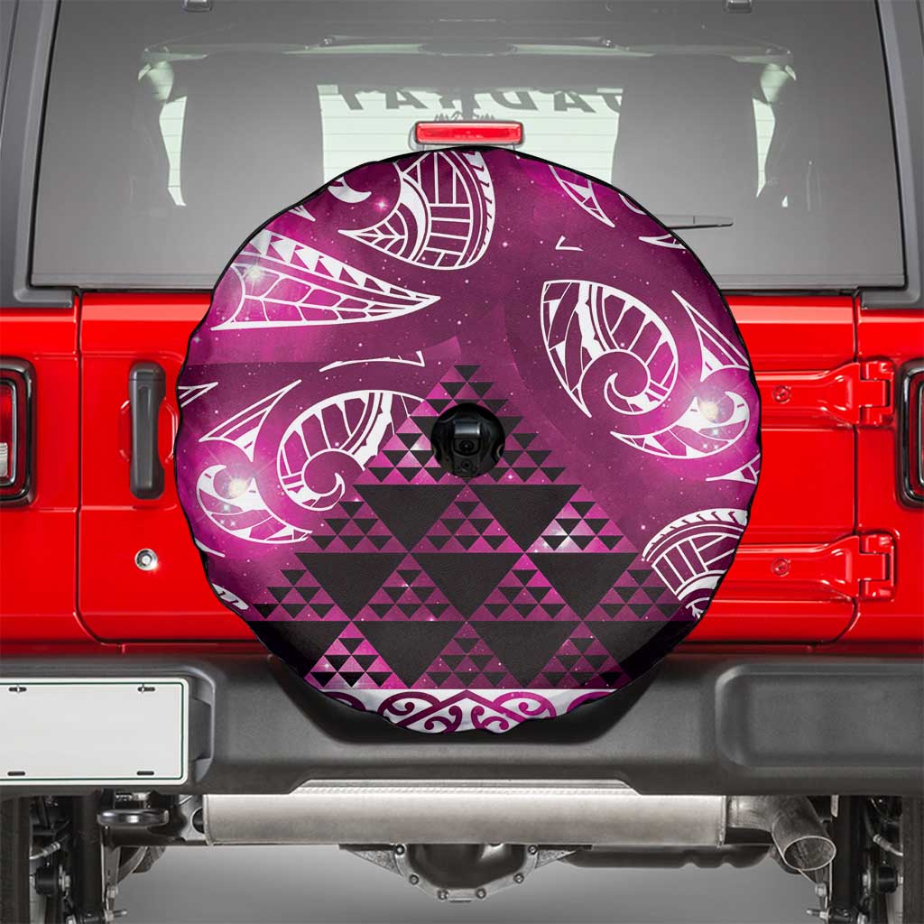 Matariki New Zealand Spare Tire Cover NZ Niho Taniwha Maori New Year Pink Galaxy LT14 - Polynesian Pride