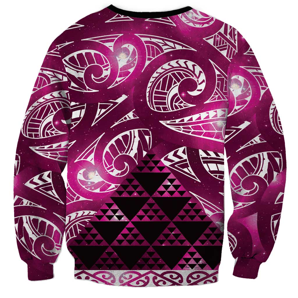 Matariki New Zealand Sweatshirt NZ Niho Taniwha Maori New Year Pink Galaxy