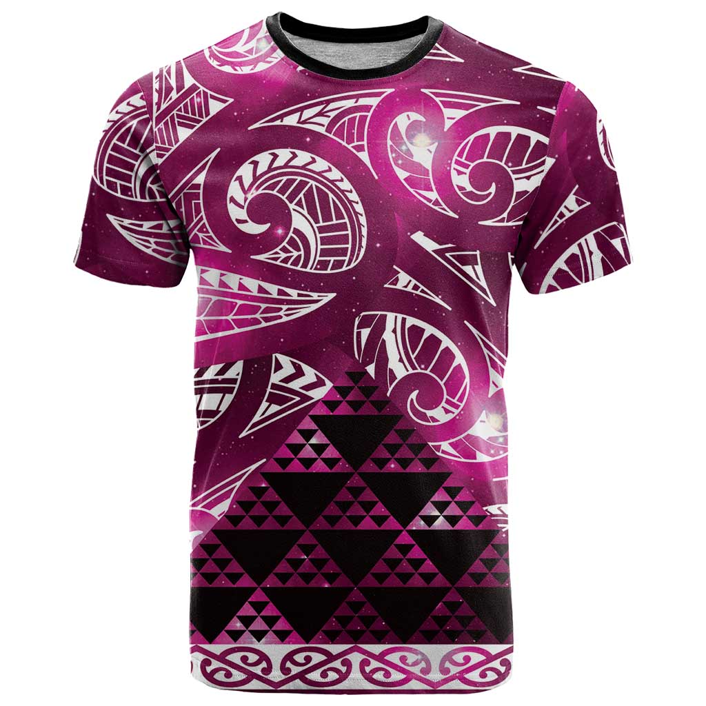 Matariki New Zealand T Shirt NZ Niho Taniwha Maori New Year Pink Galaxy LT14 Pink - Polynesian Pride