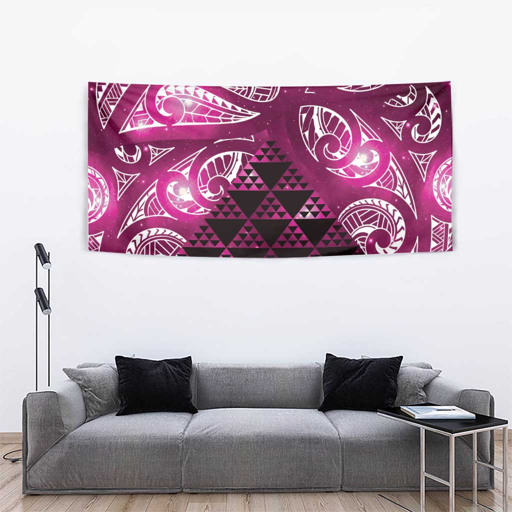 Matariki New Zealand Tapestry NZ Niho Taniwha Maori New Year Pink Galaxy