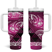 Matariki New Zealand Tumbler With Handle NZ Niho Taniwha Maori New Year Pink Galaxy LT14 One Size: 40 oz Pink - Polynesian Pride