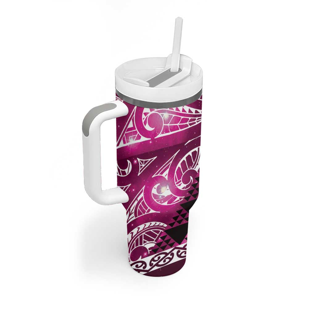 Matariki New Zealand Tumbler With Handle NZ Niho Taniwha Maori New Year Pink Galaxy LT14 - Polynesian Pride