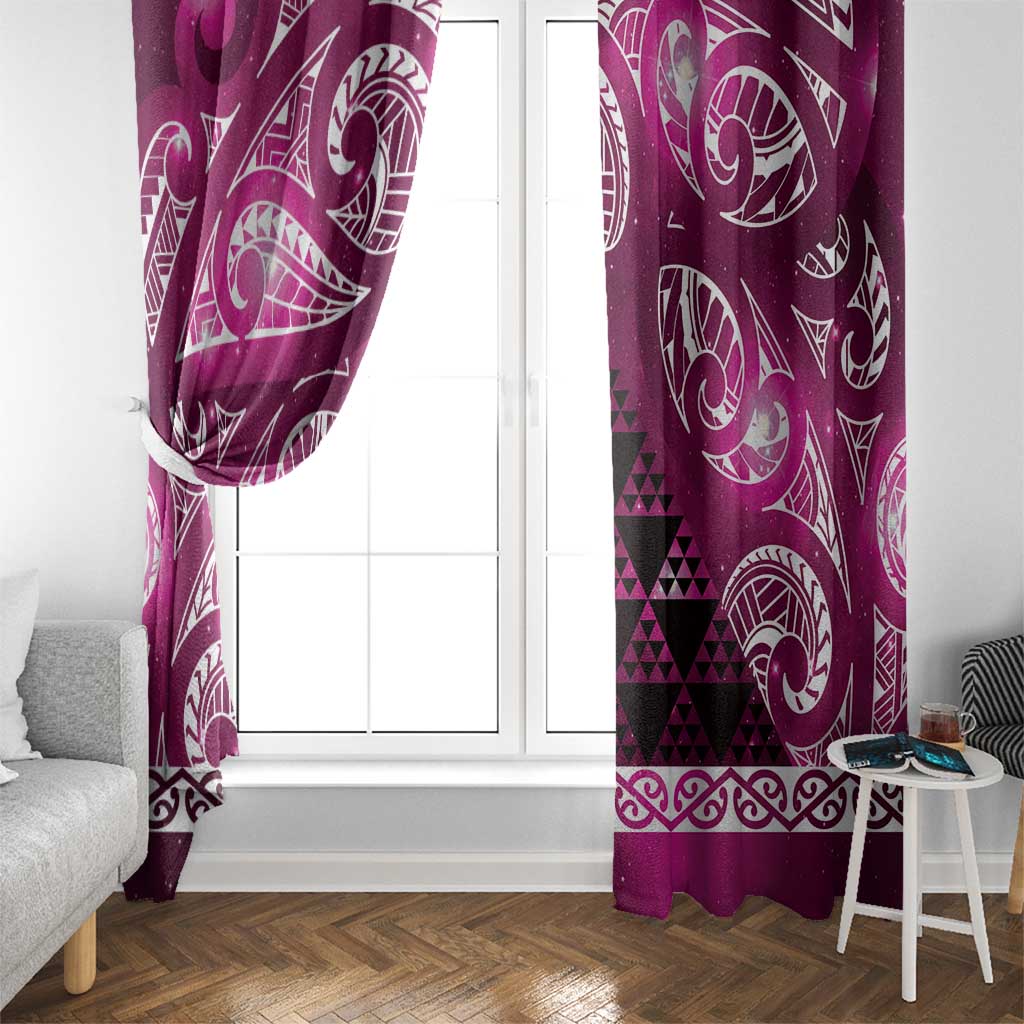 Matariki New Zealand Window Curtain NZ Niho Taniwha Maori New Year Pink Galaxy