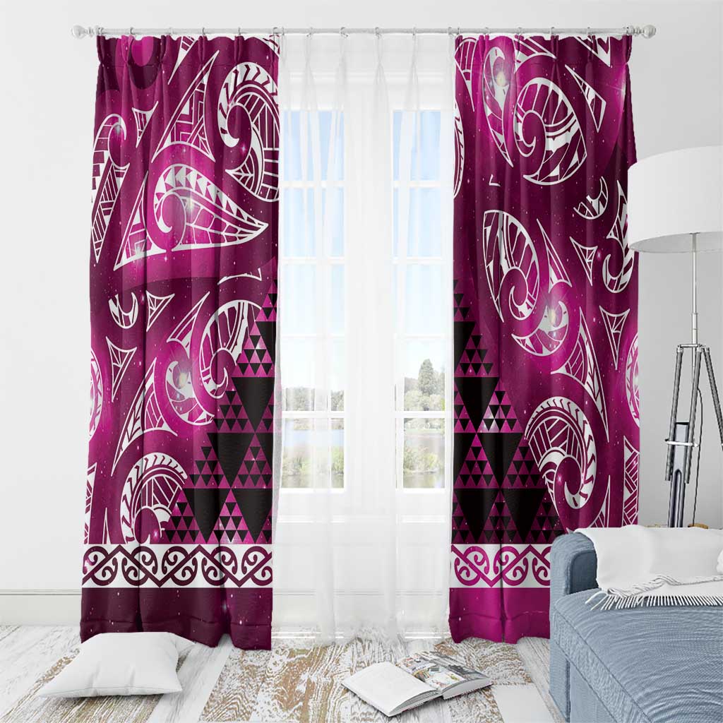 Matariki New Zealand Window Curtain NZ Niho Taniwha Maori New Year Pink Galaxy