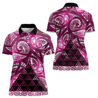Matariki New Zealand Women Polo Shirt NZ Niho Taniwha Maori New Year Pink Galaxy