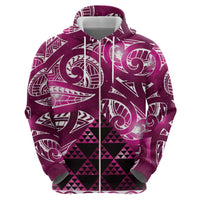 Matariki New Zealand Zip Hoodie NZ Niho Taniwha Maori New Year Pink Galaxy LT14 - Polynesian Pride