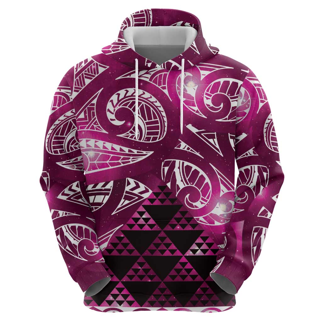 Matariki New Zealand Zip Hoodie NZ Niho Taniwha Maori New Year Pink Galaxy LT14 - Polynesian Pride