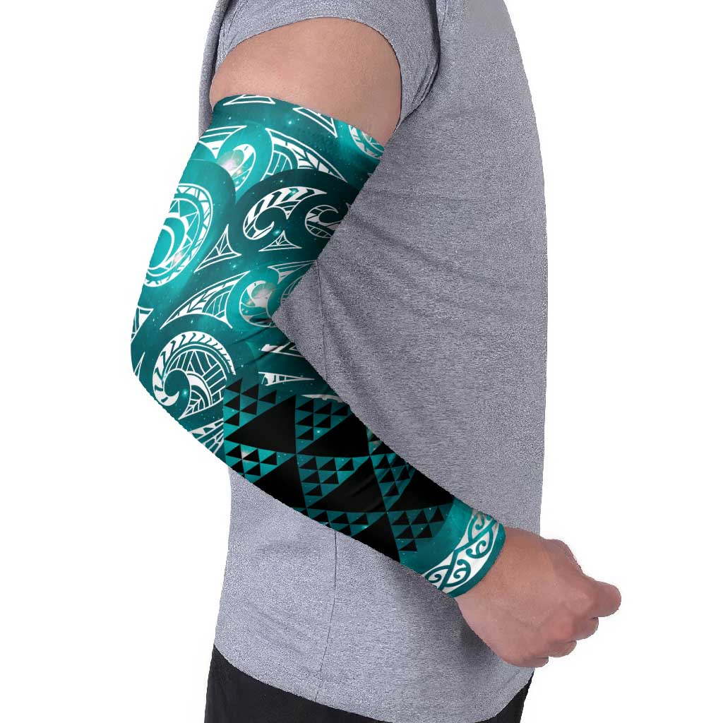 Matariki New Zealand Arm Sleeves NZ Niho Taniwha Maori New Year Cyan Galaxy LT14 - Polynesian Pride