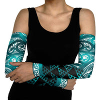 Matariki New Zealand Arm Sleeves NZ Niho Taniwha Maori New Year Cyan Galaxy LT14 - Polynesian Pride