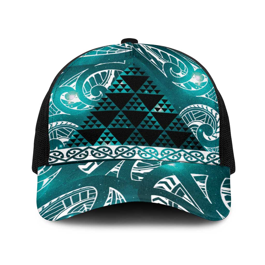 Matariki New Zealand Baseball Net Cap NZ Niho Taniwha Maori New Year Cyan Galaxy