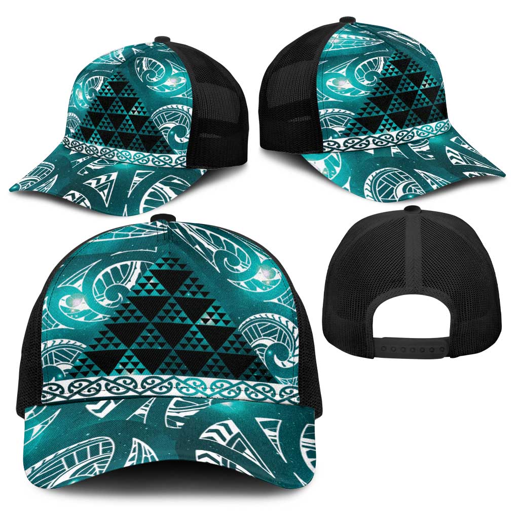 Matariki New Zealand Baseball Net Cap NZ Niho Taniwha Maori New Year Cyan Galaxy