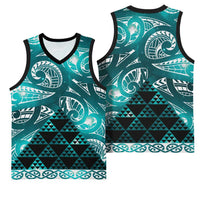 Matariki New Zealand Basketball Jersey NZ Niho Taniwha Maori New Year Cyan Galaxy LT14 - Polynesian Pride