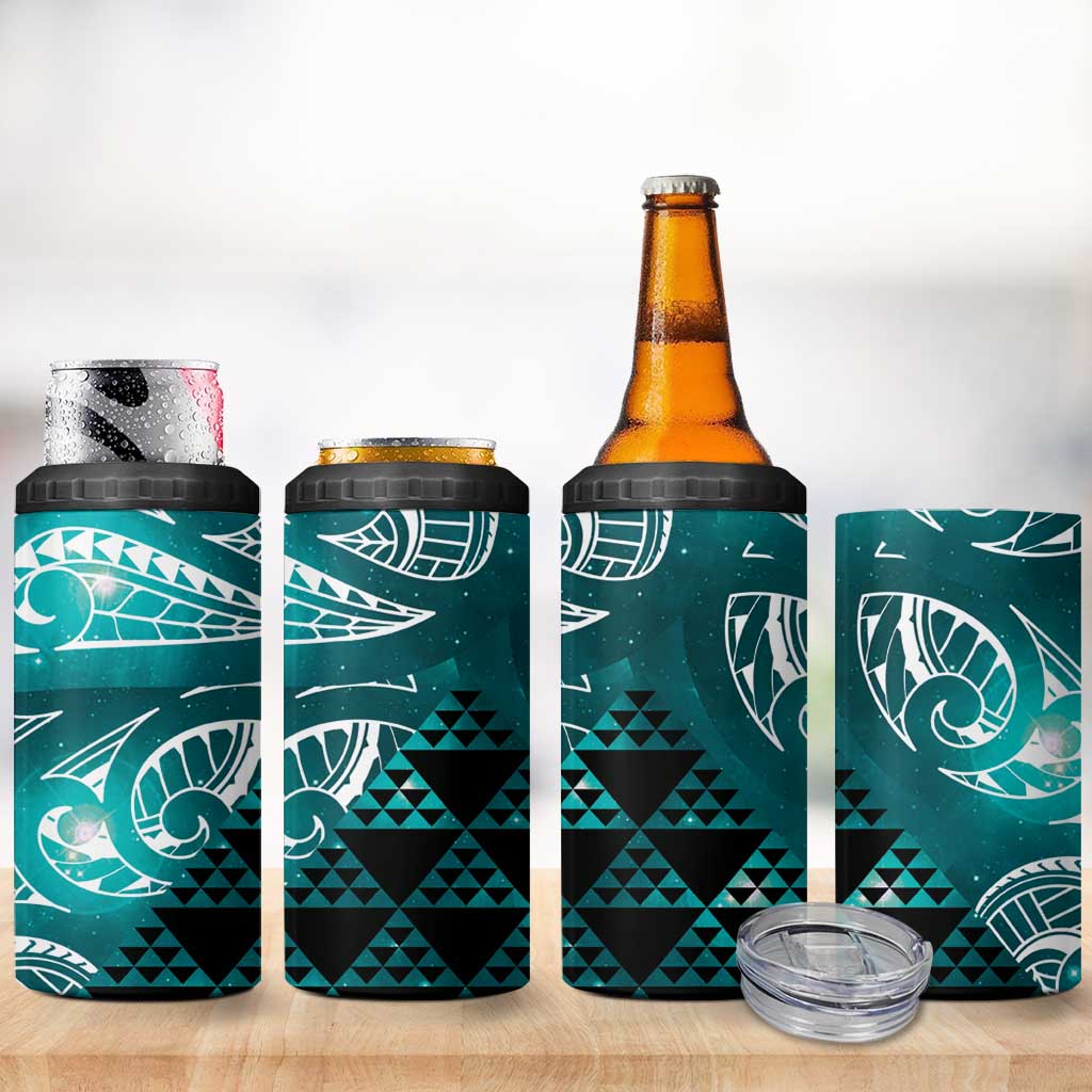 Matariki New Zealand 4 in 1 Can Cooler Tumbler NZ Niho Taniwha Maori New Year Cyan Galaxy LT14 - Polynesian Pride