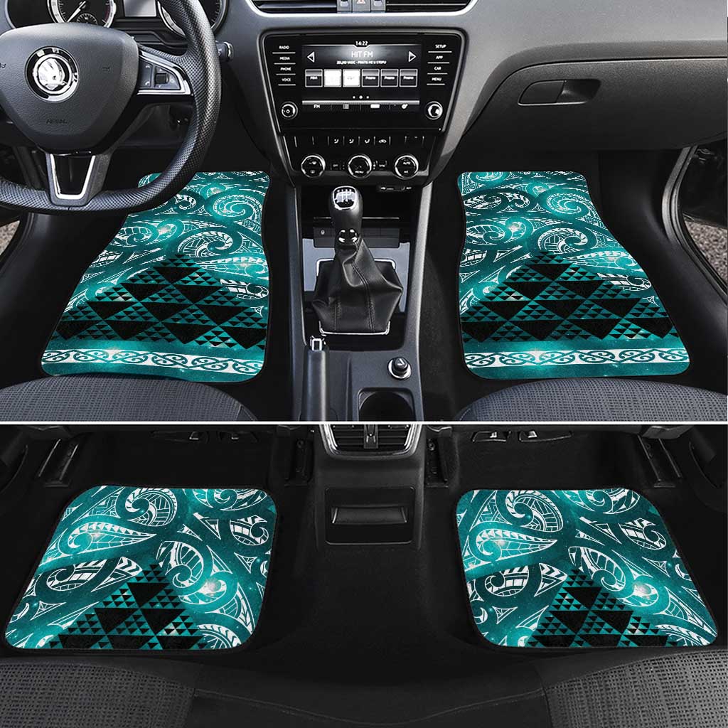 Matariki New Zealand Car Mats NZ Niho Taniwha Maori New Year Cyan Galaxy LT14 Set 4pcs Cyan - Polynesian Pride