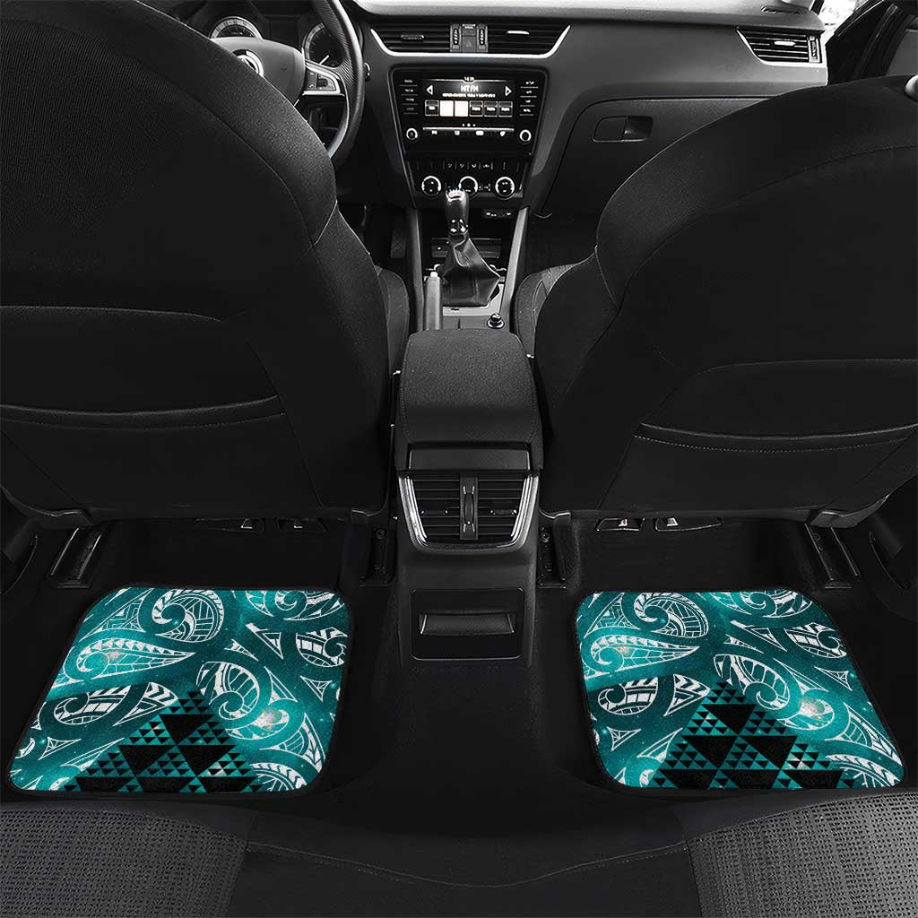 Matariki New Zealand Car Mats NZ Niho Taniwha Maori New Year Cyan Galaxy LT14 Set 2pcs - Back Cyan - Polynesian Pride