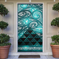 Matariki New Zealand Door Cover NZ Niho Taniwha Maori New Year Cyan Galaxy LT14 Cyan - Polynesian Pride