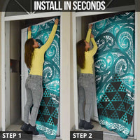 Matariki New Zealand Door Cover NZ Niho Taniwha Maori New Year Cyan Galaxy LT14 - Polynesian Pride