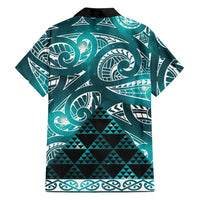 Matariki New Zealand Family Matching Short Sleeve Bodycon Dress and Hawaiian Shirt NZ Niho Taniwha Maori New Year Cyan Galaxy LT14 - Polynesian Pride