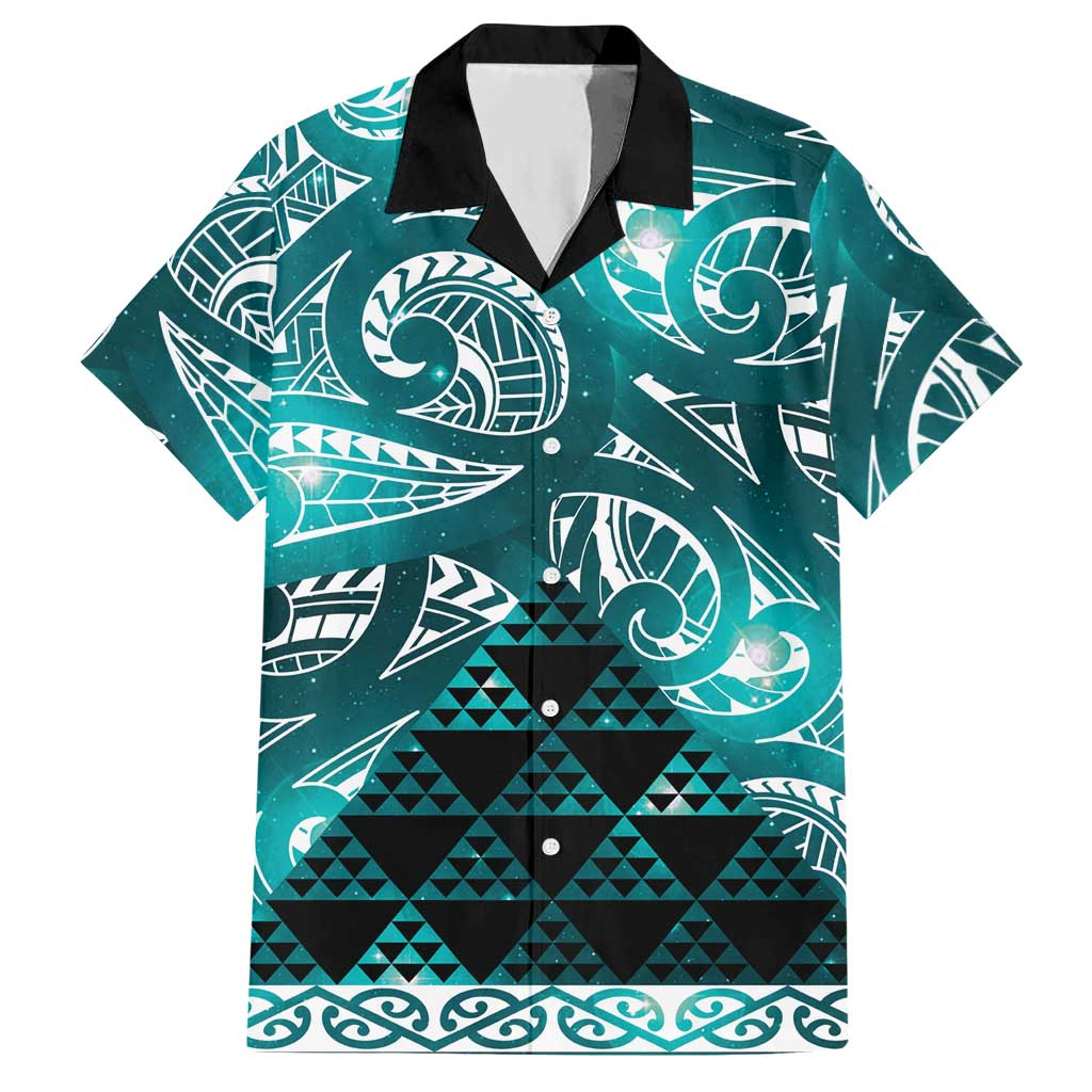 Matariki New Zealand Hawaiian Shirt NZ Niho Taniwha Maori New Year Cyan Galaxy