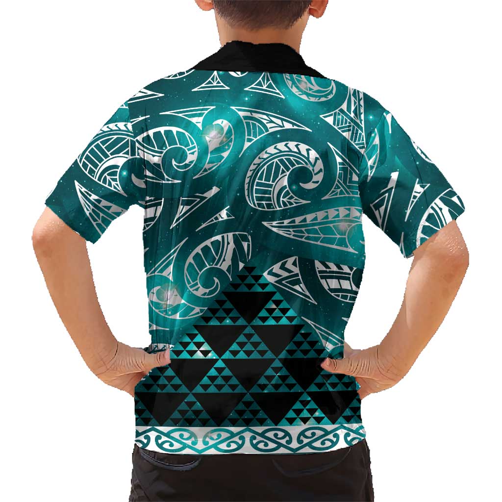 Matariki New Zealand Hawaiian Shirt NZ Niho Taniwha Maori New Year Cyan Galaxy LT14 - Polynesian Pride