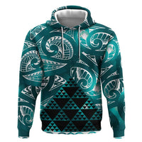 Matariki New Zealand Hoodie NZ Niho Taniwha Maori New Year Cyan Galaxy LT14 Pullover Hoodie Cyan - Polynesian Pride