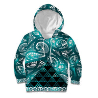 Matariki New Zealand Kid Hoodie NZ Niho Taniwha Maori New Year Cyan Galaxy LT14 Hoodie Cyan - Polynesian Pride