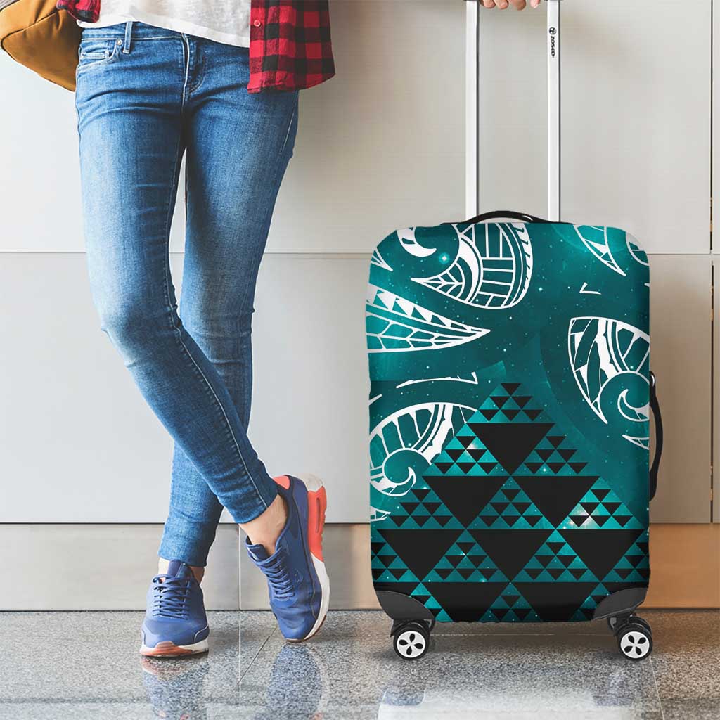 Matariki New Zealand Luggage Cover NZ Niho Taniwha Maori New Year Cyan Galaxy LT14 - Polynesian Pride