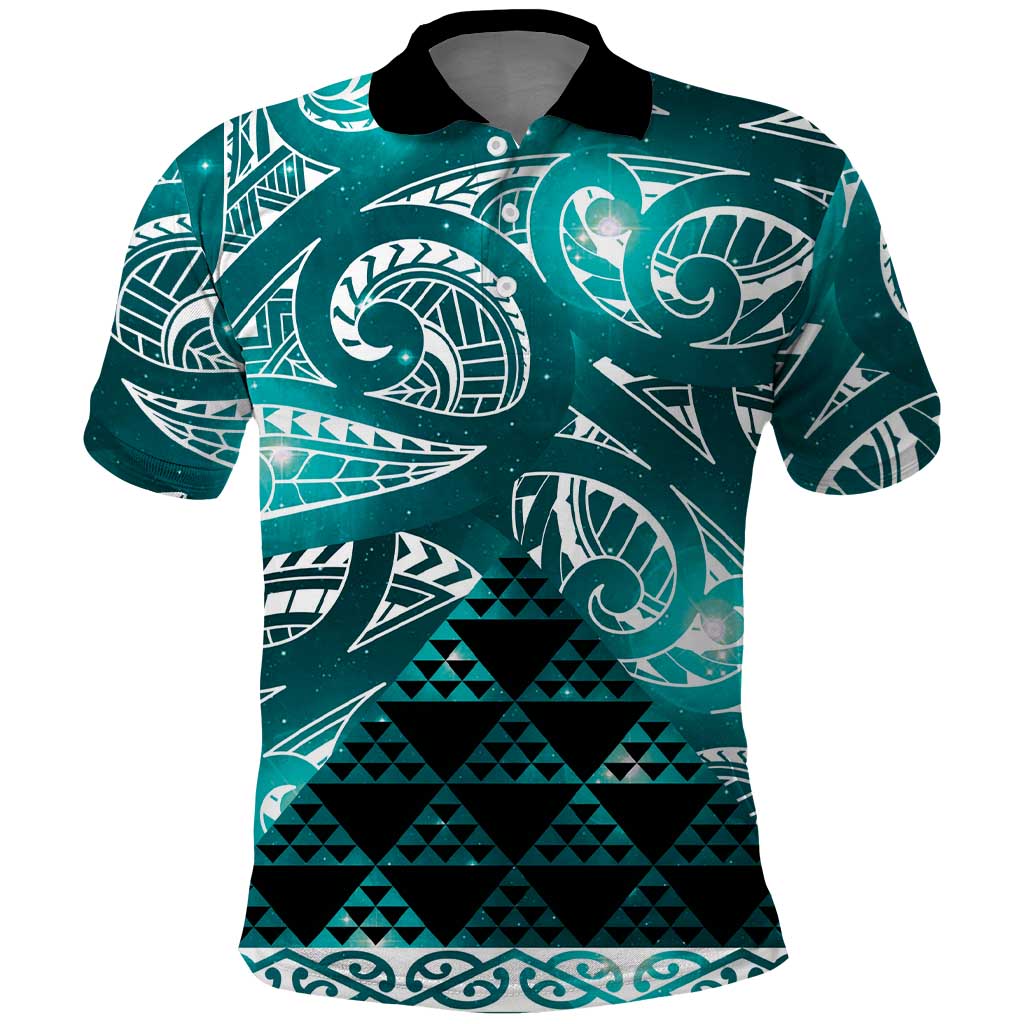 Matariki New Zealand Polo Shirt NZ Niho Taniwha Maori New Year Cyan Galaxy LT14 Cyan - Polynesian Pride