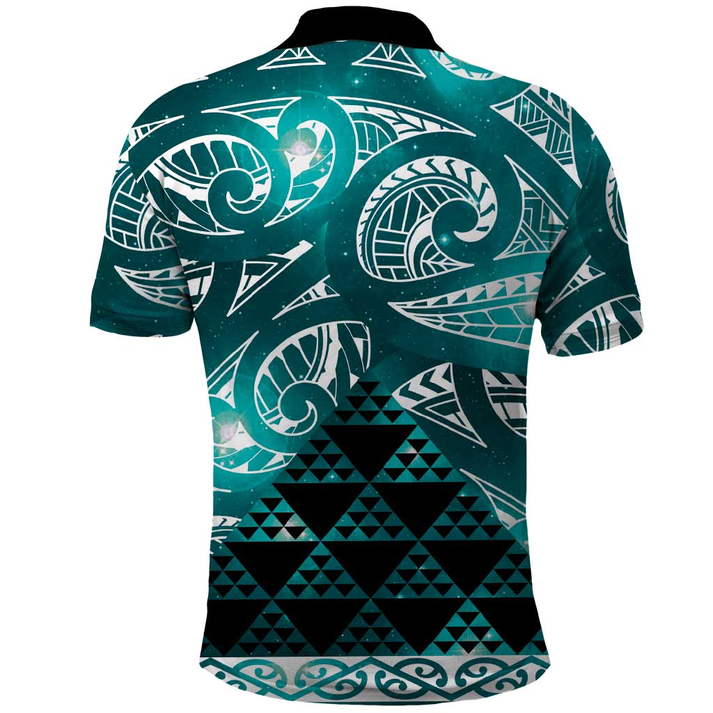 Matariki New Zealand Polo Shirt NZ Niho Taniwha Maori New Year Cyan Galaxy LT14 - Polynesian Pride