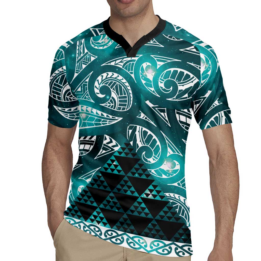 Matariki New Zealand Rugby Jersey NZ Niho Taniwha Maori New Year Cyan Galaxy LT14 - Polynesian Pride