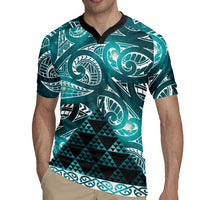 Matariki New Zealand Rugby Jersey NZ Niho Taniwha Maori New Year Cyan Galaxy LT14 - Polynesian Pride